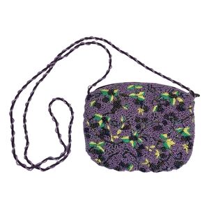 Lady Jade Designs Purple Beaded Floral Crossbody Shoulder Bag